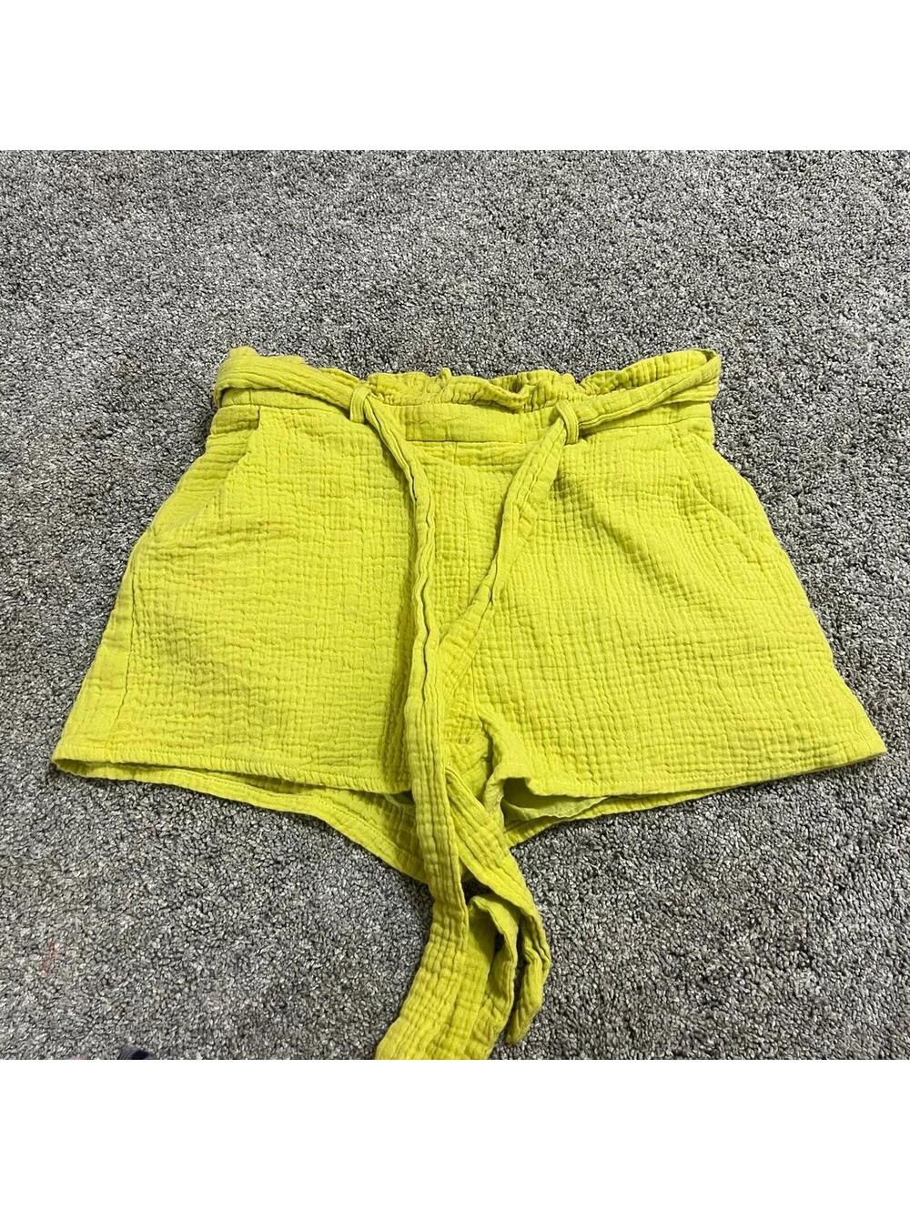 Lulus Women's Lime Green Paperbag High Waist Shorts size Small